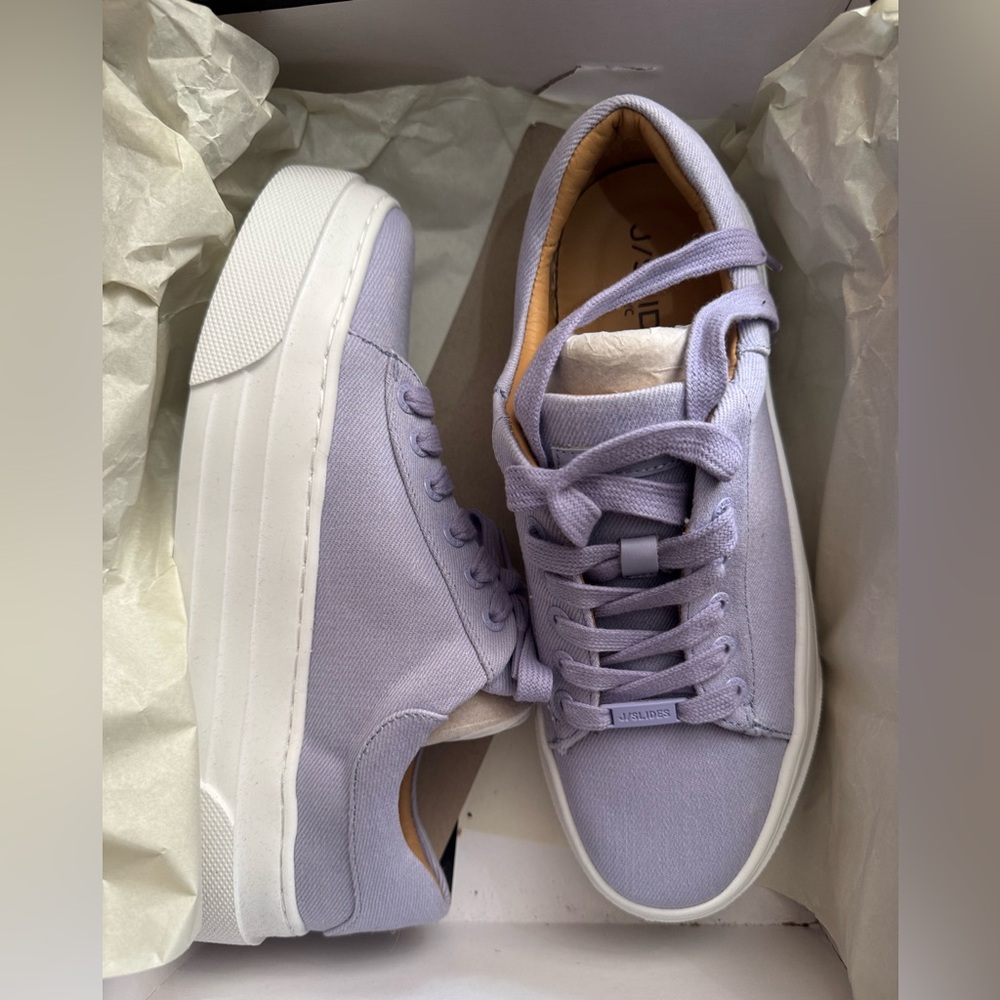 🎉LAST PIECE🎉JSLIDES Lilac Canvas amanda Lace‎ Up Platform Sneakers